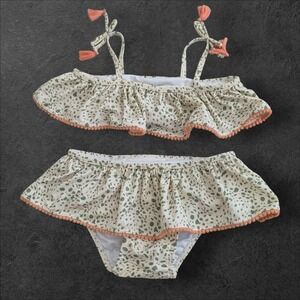 Jessica Simpson Toddler Girls‎ 2-Piece Bathing Suit Bikini Size 5T - Green/Coral